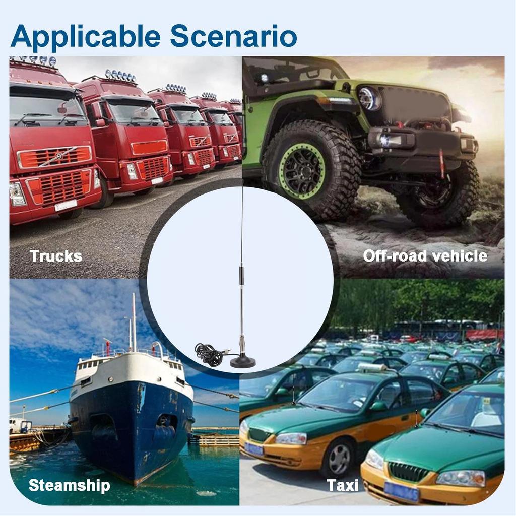 26-28MHz 26.37in CB Antenna Kit with Heavy Duty Magnetic Mount and Spring for Cars Trucks Mobile Base Stations CB Antenna Kit