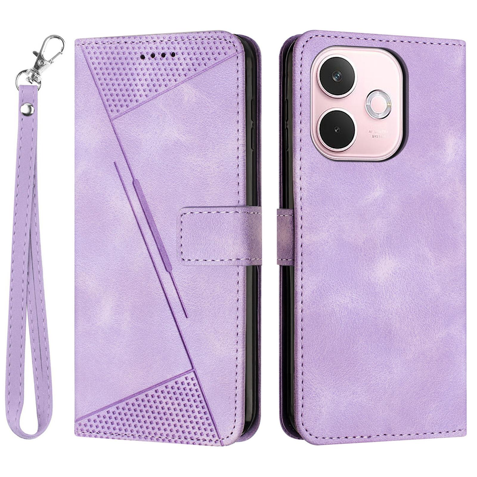 

For Oppo A5 Pro 5G Case Handbag Imprinted Triangle Leather Phone Cover Purple
