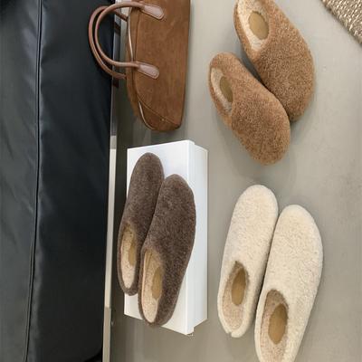Baotou Half Slippers Fashionable Outer Wear 2025 Autumn and Winter Muffin Thick-soled Versatile One-pedal Lazy Shoes Lamb Wool Cotton Mop