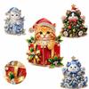Rhinestone Embellished Cat Brooch Pin Alloy Holiday Brooch Gifts Christmas Cat Brooch  Casual Wear