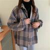New Autumn/Winter Women's Brushed Plaid Velvet Shirt Jacket - Long Sleeve, Loose, Warm Korean Style