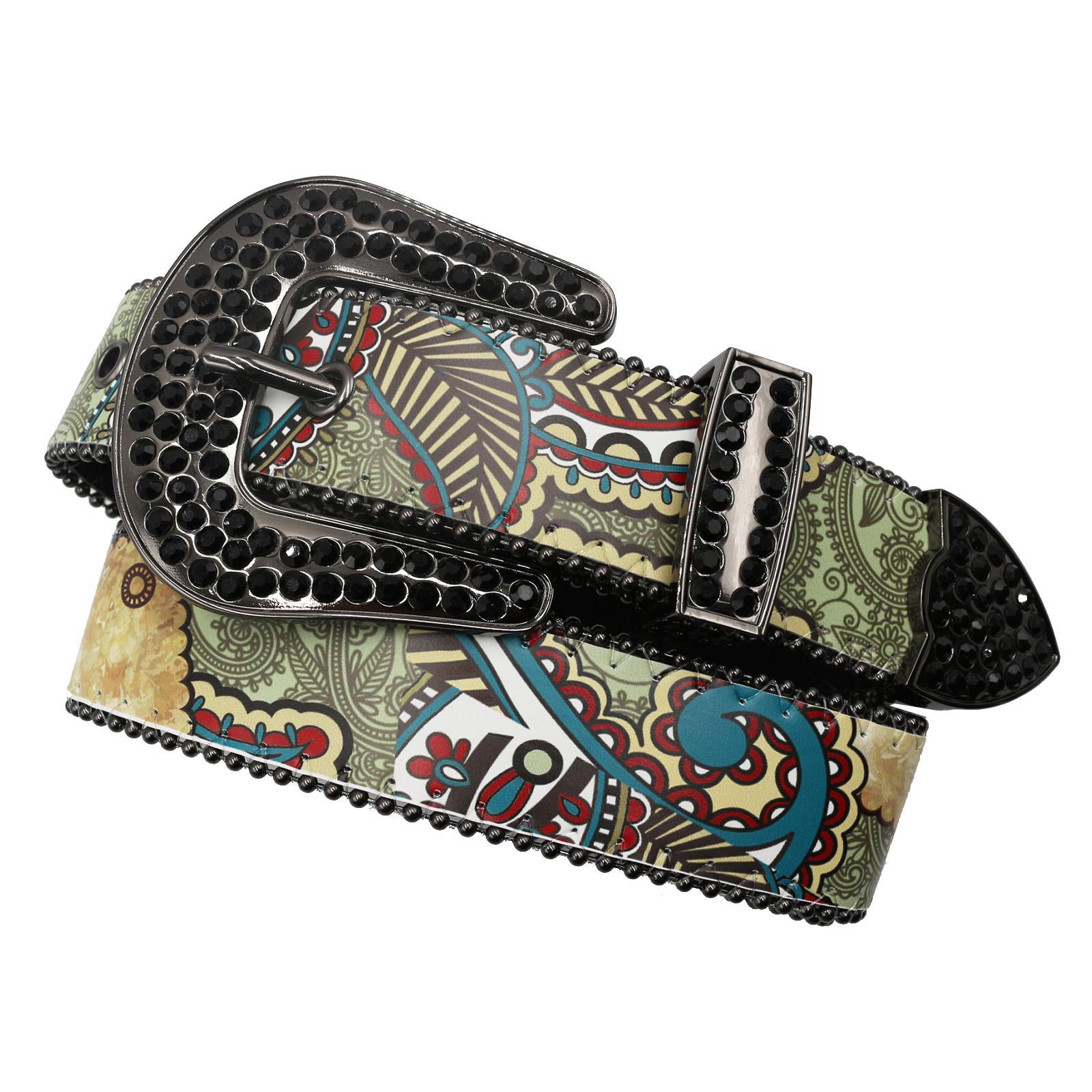 

Персонализированный трендовый рисунок граффити стразы печать пояса дизайн полный ремень из искусственной кожи 125cm белый