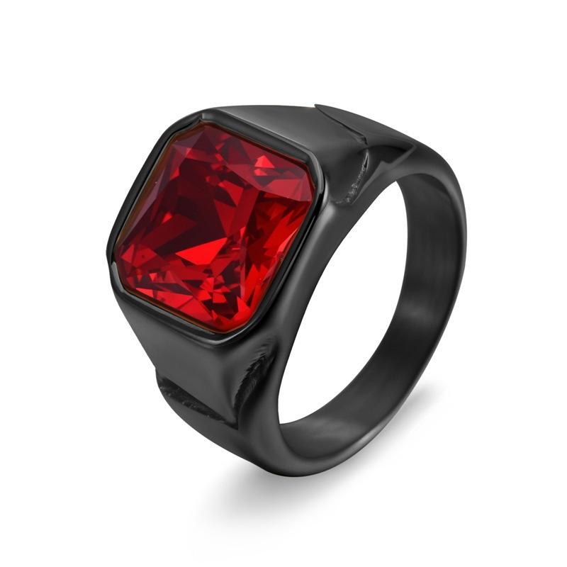 2026 Jewelry Personalized Square Cut Glass Gemstone Men's Ring Fashion Jewelry Ring