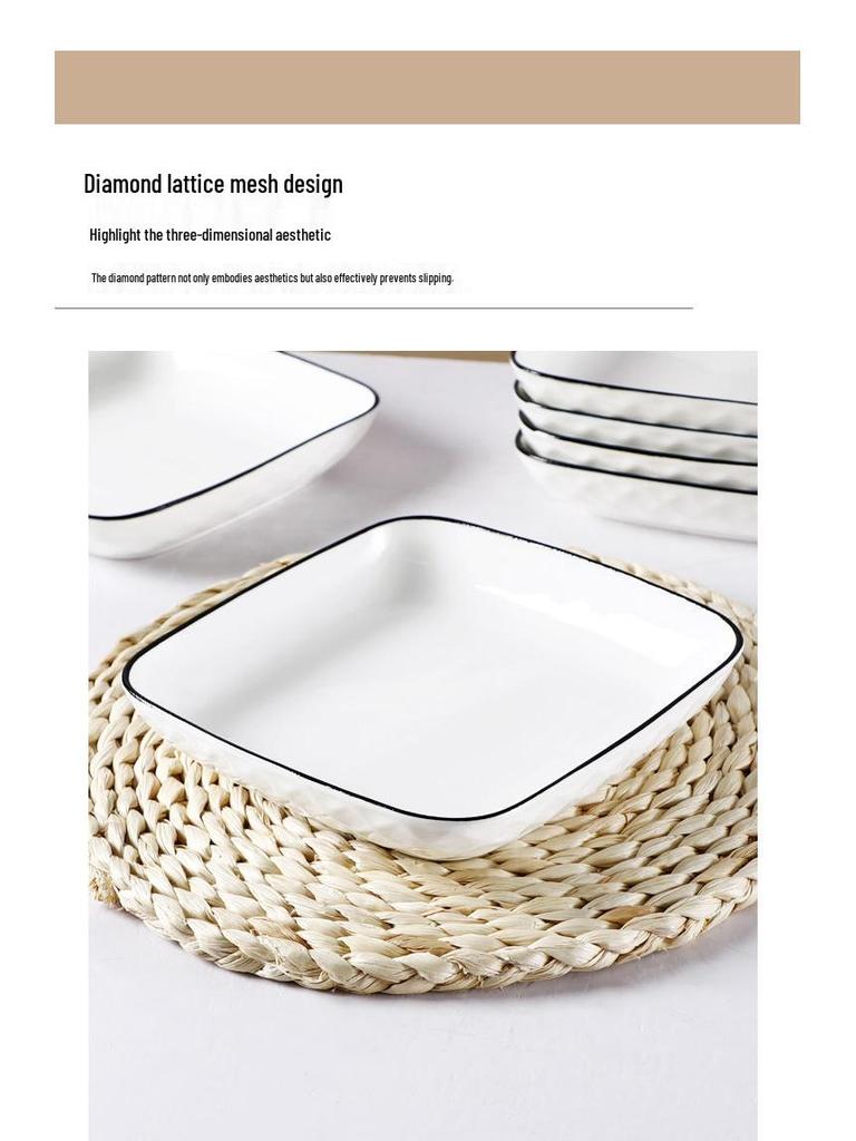 Nordic Style Creative 6-Piece Square Ceramic Plates - Microwave Safe Dinnerware Set