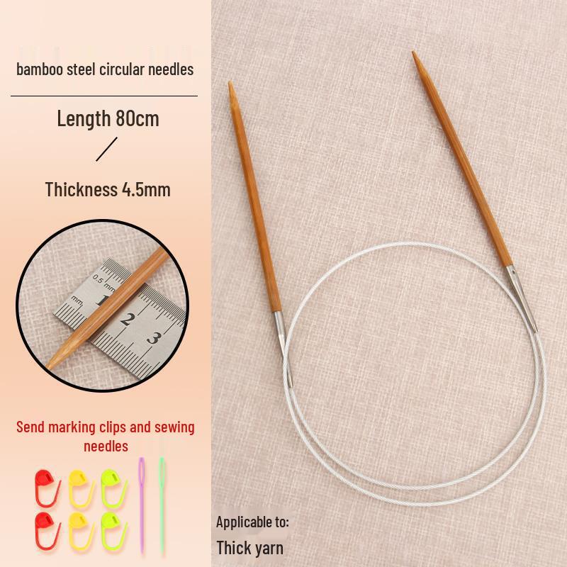 Circular Bamboo & Steel Knitting Needle Set for Hand Knitting Cowl & Cuff Projects