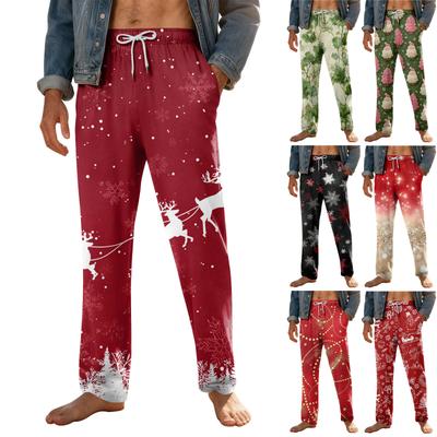 Calças de pijama macias para casa masculinas com cordão e bolsos Calças esportivas casuais