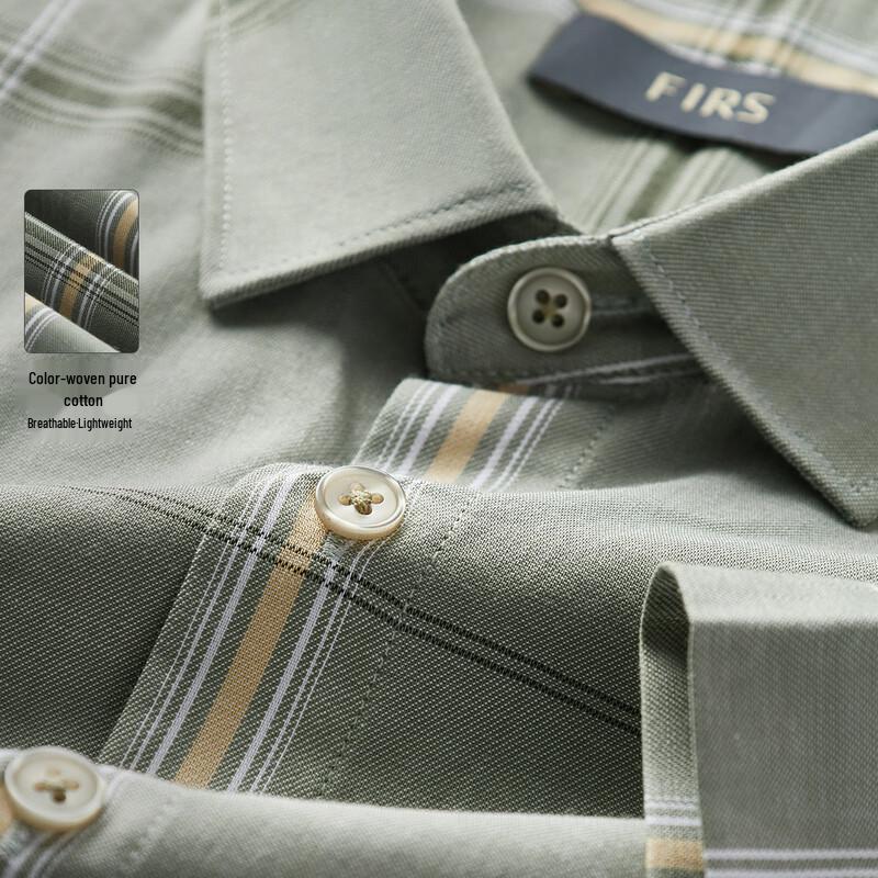 FIRS Men s Yarn-Dyed Cotton Plaid Short-Sleeve Shirt M