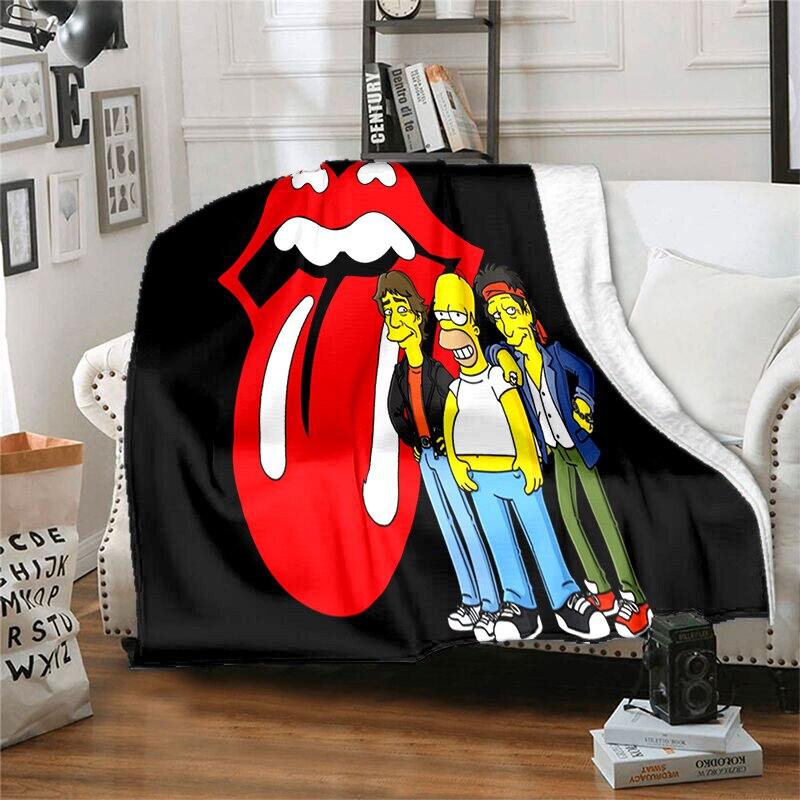 S-Simpson Měkký plyšový rozkládací pohovka Hodící Cartoon Moderní flanelové přikrývka Potah Tištěná přikrývka Dárek Piknikové deky