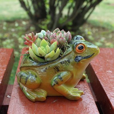Vaso de Flor de Sapo, Mini Vaso de Plantação de Sapo Fofo Simulação Vaso de Plantação de Sapo de Resina, Vasos de Flores Fáceis de Limpar Vasos Para Plantas