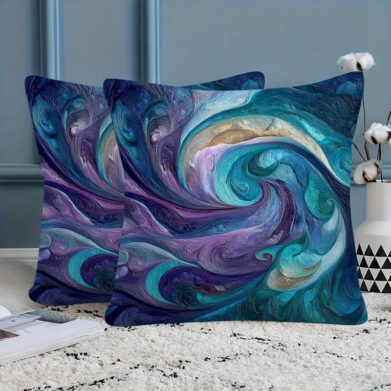 2PCS Double Side Throw Pillow Cover 18x18inch Swirling and Swirling Waves of Color Swirls for Sofas Living Rooms Bedrooms 10290₽
