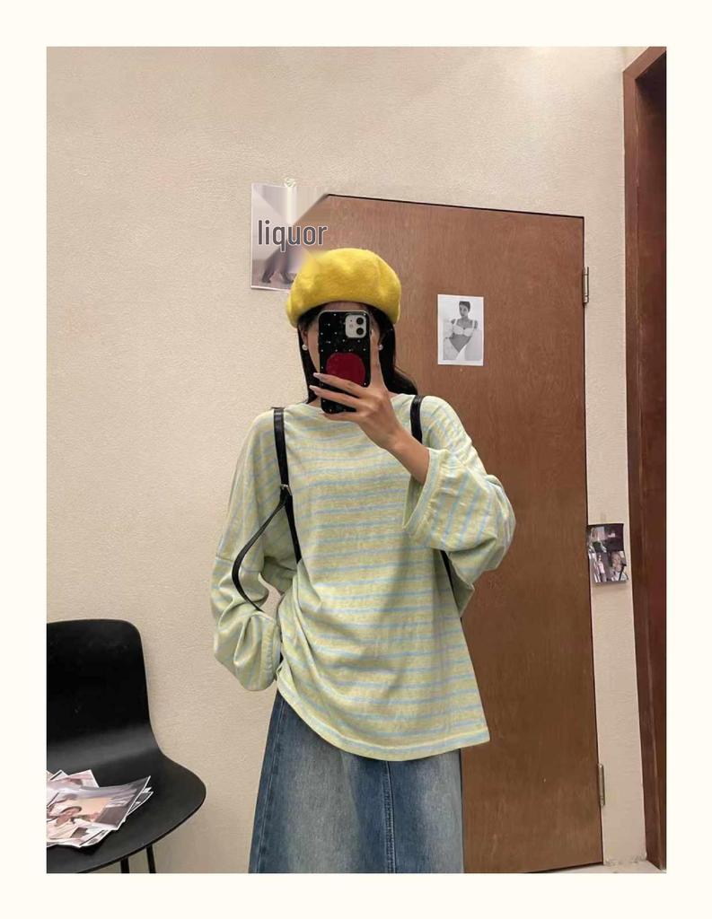 Da 7 Women's Spring Plus Size Korean Striped T-shirt