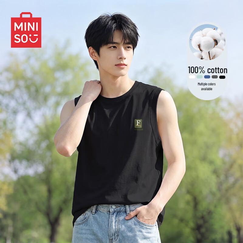 MINISO Men s Heavyweight Cotton Sleeveless T-Shirt L