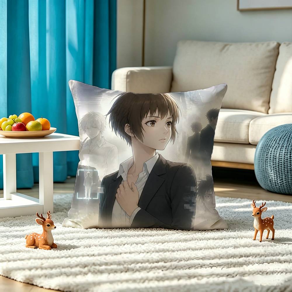 Psycho Pass Square Double-Sided printed Pillow Case Bedroom Bedside Pillow Sofa Cushion Cover