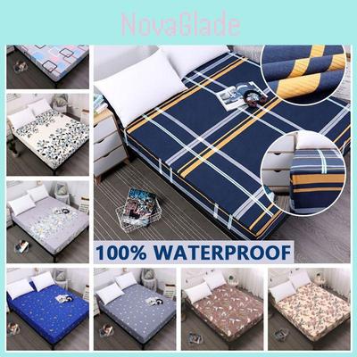 Floral Printed Waterproof Mattress Protective Cover Ideal For Babies And Pets 30cm Depth