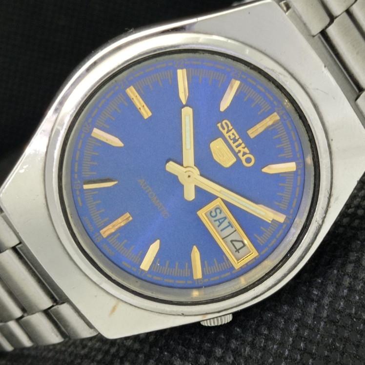 

USED VINTAGE SEIKO 5 AUTOMATIC 7009A JAPAN MENS D/D BLUE WATCH 608g-a316316-2 SKU608g-a316316