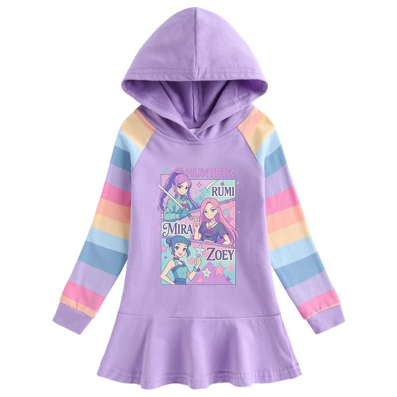 Kpop Demon Hunter Princess Hooded Long Sleeve Ruffle Dress