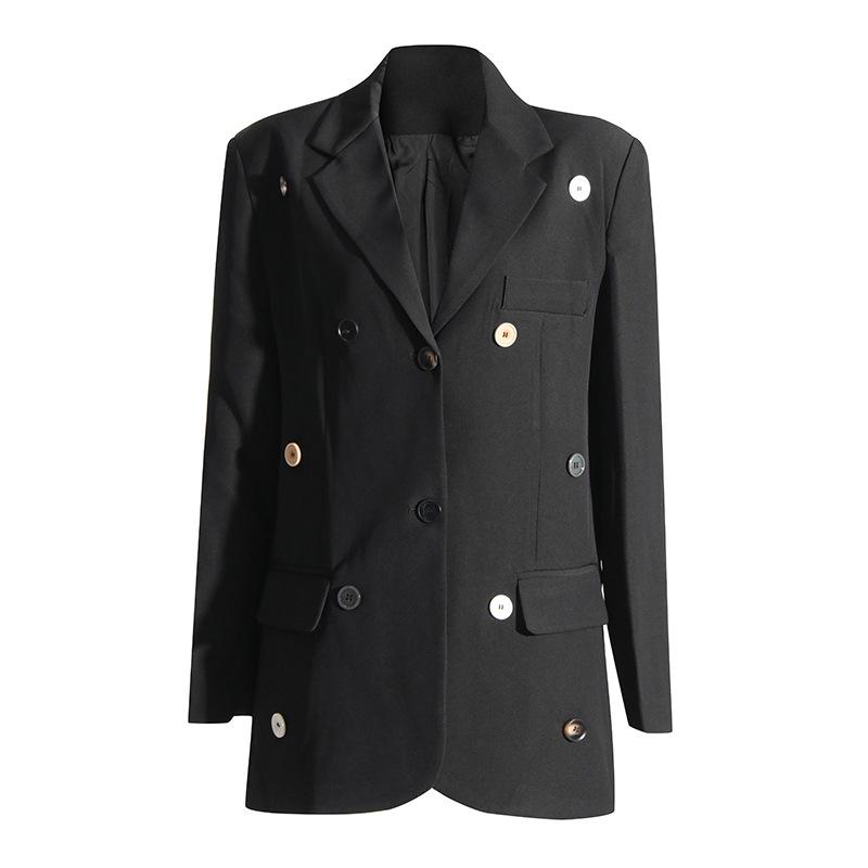 European-American Commuter Suit Collar Long Sleeve Button Stitching Women's Jacket, Pure Design, 2025 Fashion