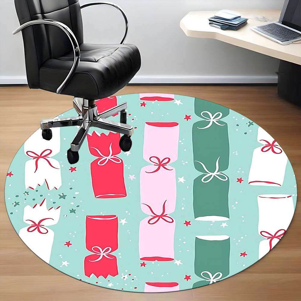 1pc Christmas crackers Office Round Rug, Non-slip, Soft and Durable Office Rug for Interior Decoration, Perfect for Office, Beautiful Decoration yy260