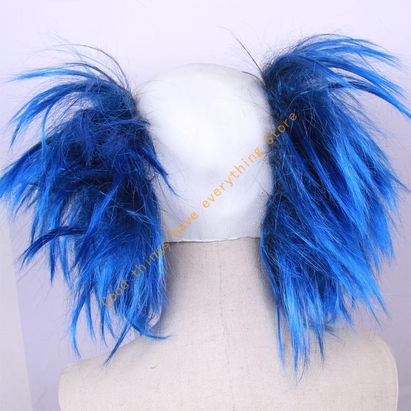 Realistic Latex Blue Hair Smiling Clown Mask Halloween Headgear Party Cosplay Scary Props 55KF