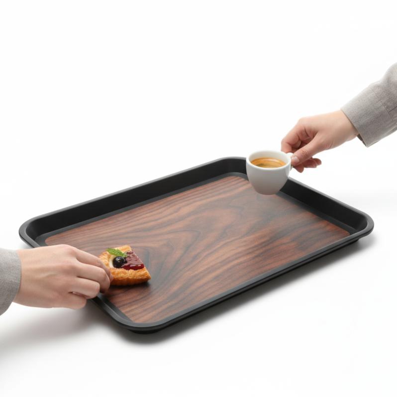 Carnival Waiter'S Tray Non-Slip Black Rectangle 45.5×35.5×2 Cm