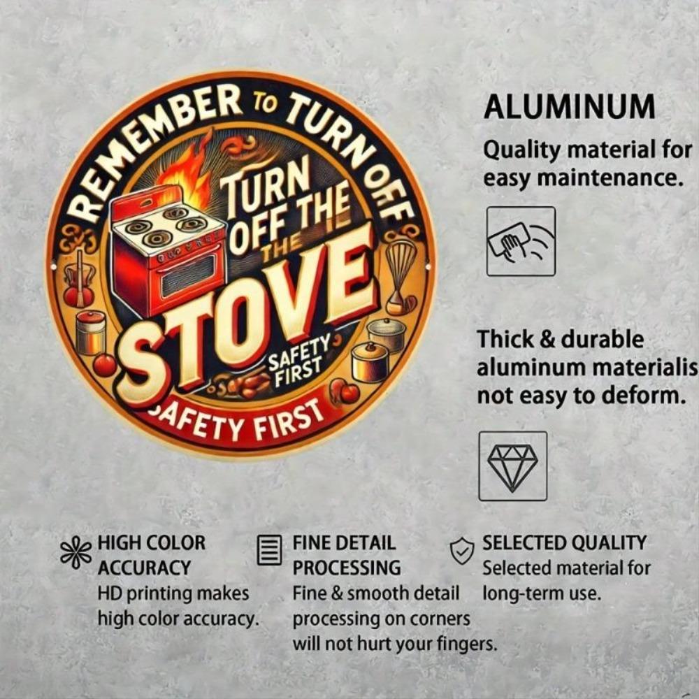 Vintage Metal Stove Sign Kitchen Wall Art Retro Safety Decor 8x8 Inch Home Aluminum