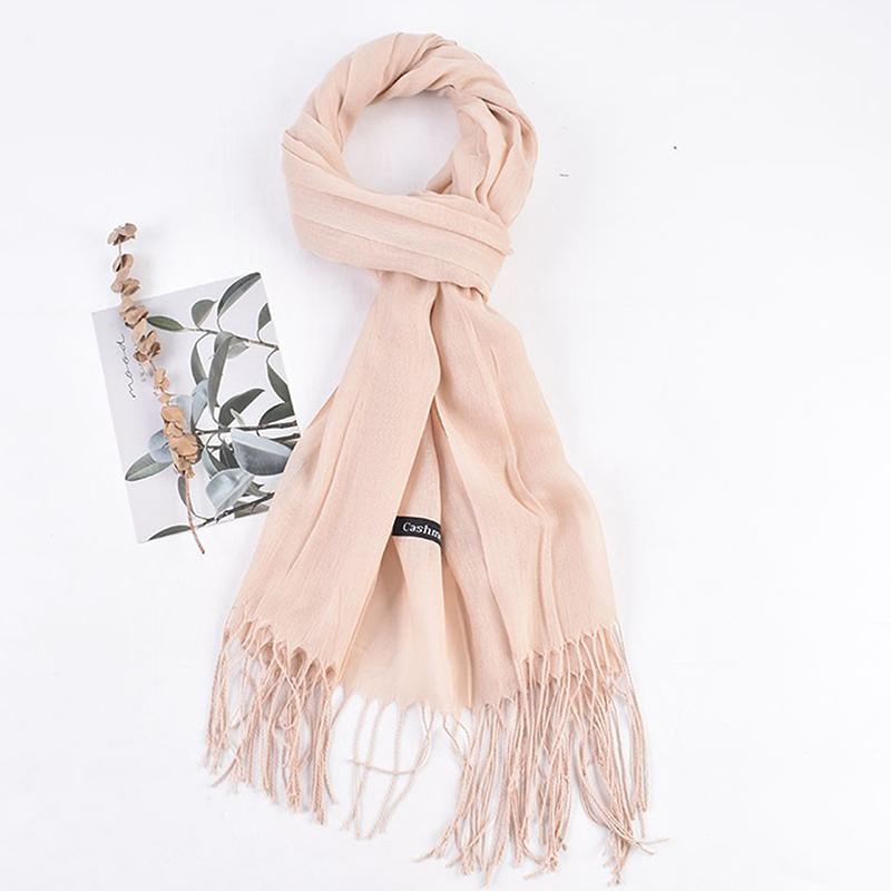 Women 70x200cm Faux Cashmere Solid Fringe Scarf Minimalist Elegant A/C Shawl Soft Breathable Autumn And Winter Warm Scarf