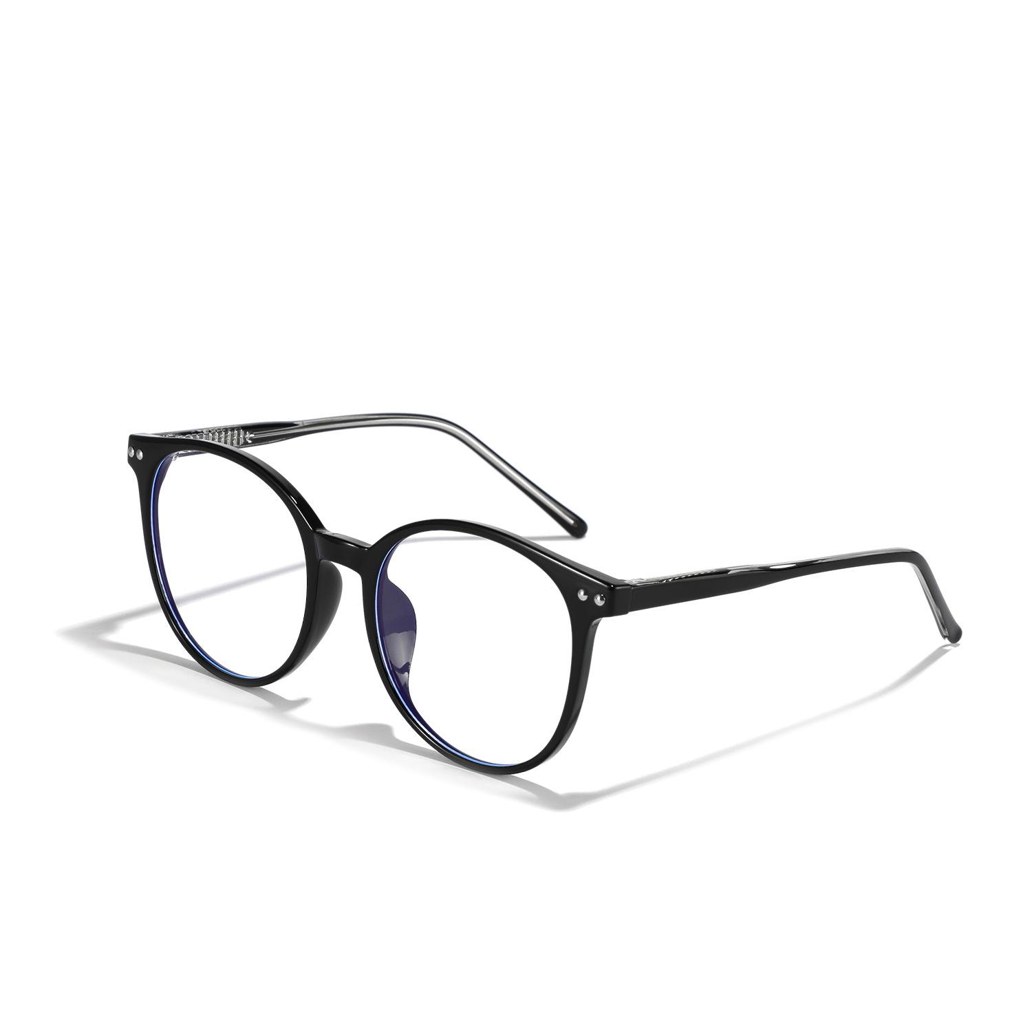 

Очки с большой оправой Tr90 круглые металлические заклепки круглые мужские литературные и ретро плоские очки женские чёрный