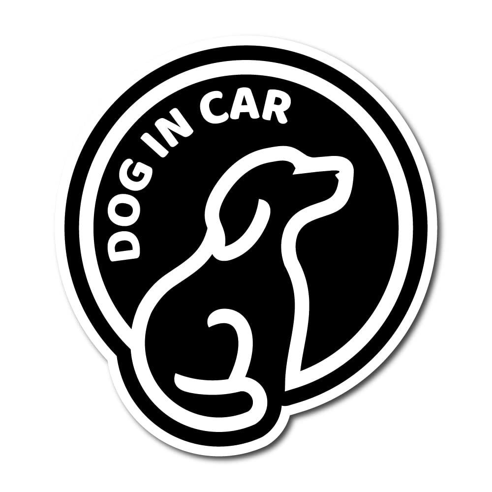 

DOG IN CAR Magnet, Simple, Width 4.9 inches (10 cm), 8 Colors (Matte Black) Width 10cm x Height 11cm чёрный