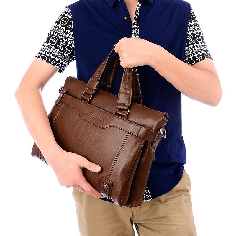 WEIXIER Men Briefcase PU Leather Laptop Bag PC Computer Bag Cowhide Male Briefcase Men Bag 15036