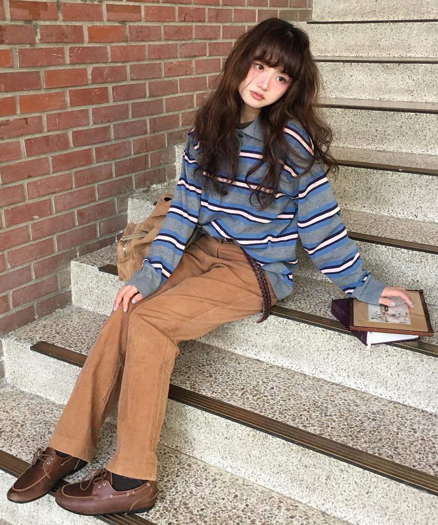 CGP (Women) Striped Collar Knit - Gray