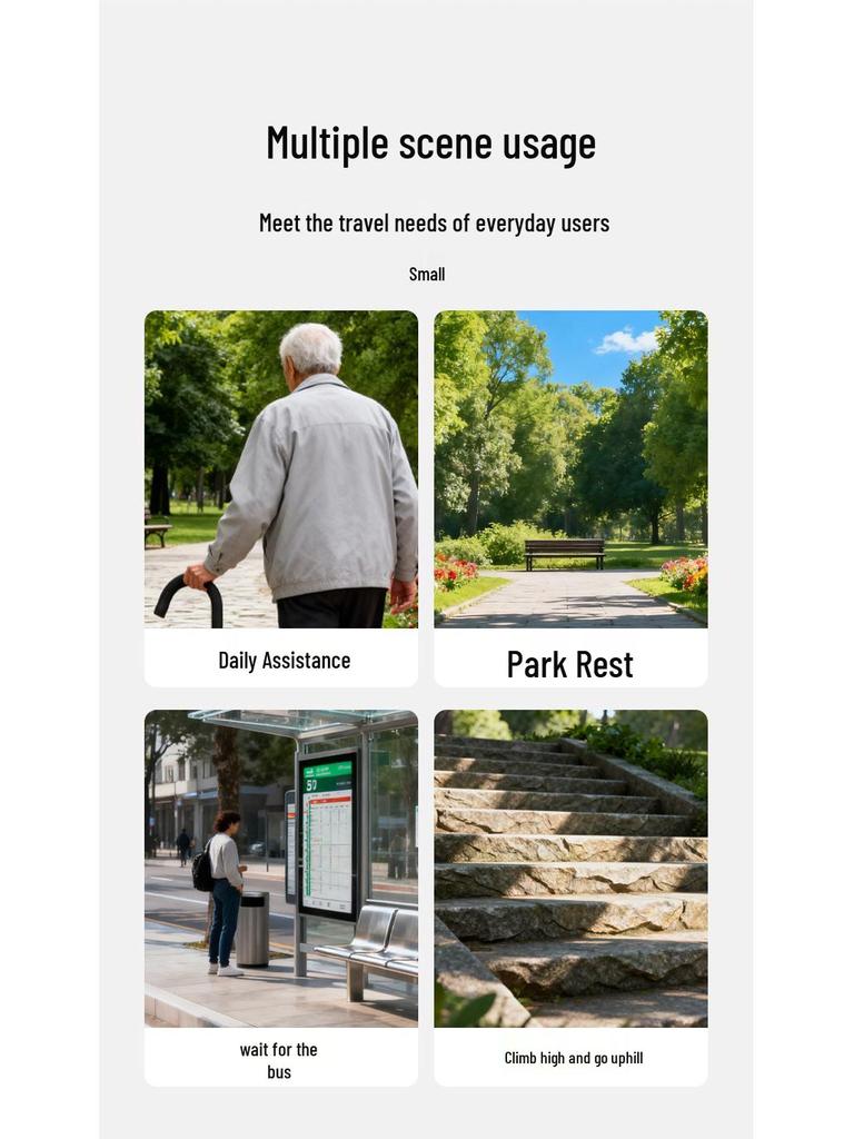 Adjustable Non-slip Folding Walker Stool for Elderly - Stainless Steel