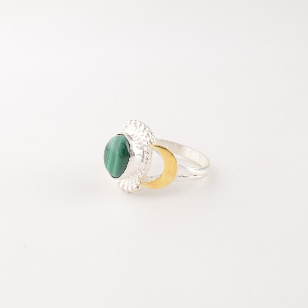 Natural Malachite Gemstone 925 Stamped Silver Handmade Ring Fashionable Jewelry RR-61-40