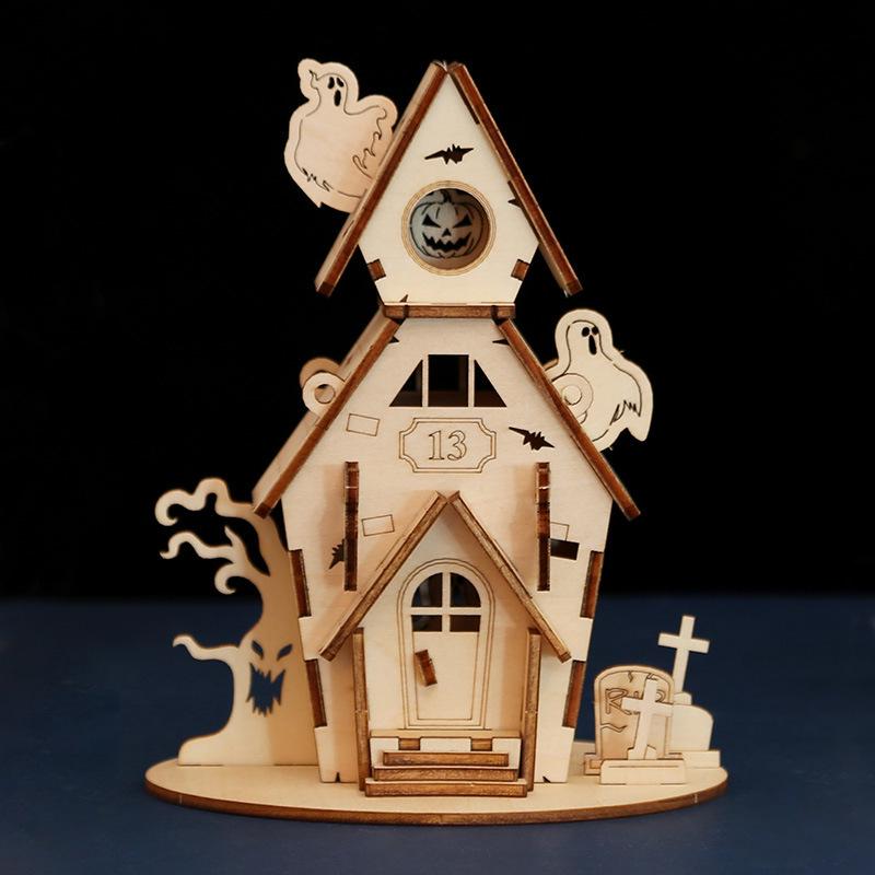 Halloween DIY Ghost Festival Wooden Puzzle - Children's Handmade Educational Toy