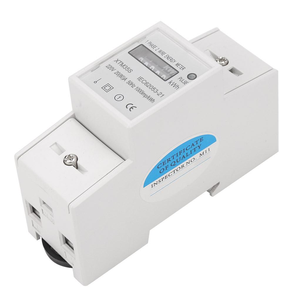 220V Digital 1 Phase 2 Wire 2P Din Rail Electric Meter Electronic KWh Meter(20(80)A)