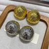 Retro Bark Pattern Brushed Hollow Hemisphere Stud Earrings Individuality Exaggerated Heavy Industry Design Advanced Sense Simple Stud Earrings