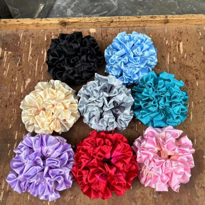 Silk Feeling Hair Tie Flower Ruched Hair Catch Hair Holder Scrunchies Hair Rope