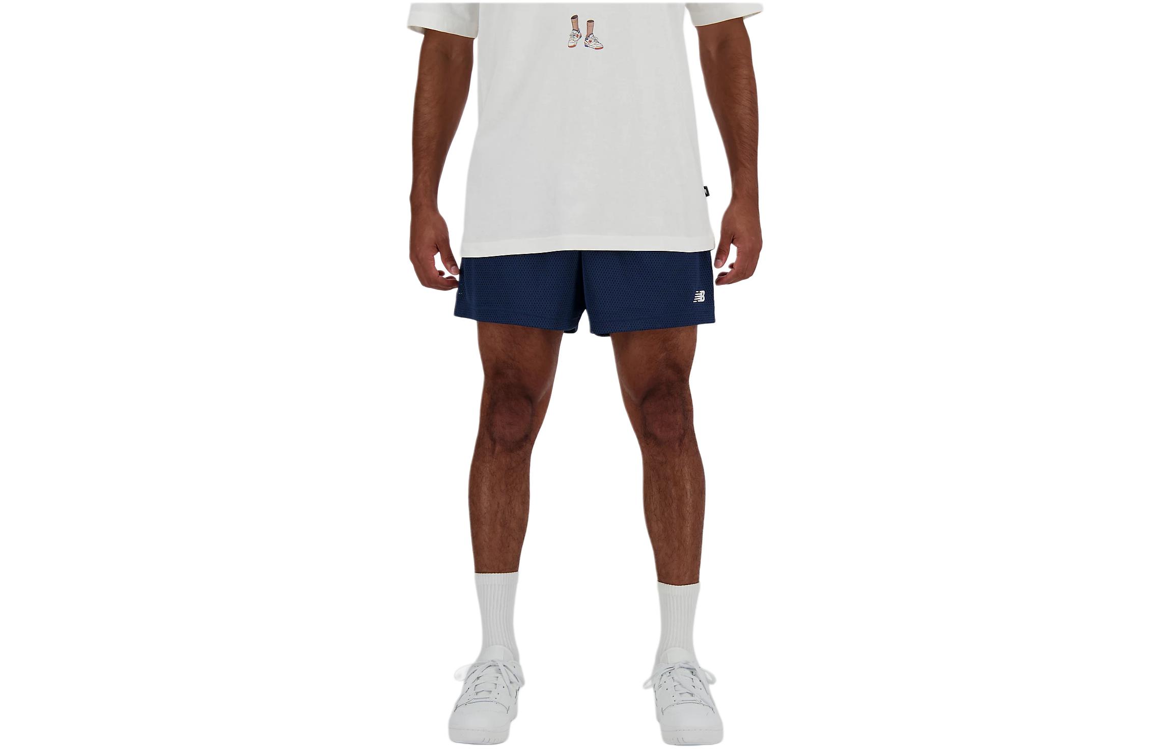New Balance Спортивные Шорты из Сетки Sport Essentials Short 5 Повседневные Шорты Мужские Синие MS41514-NNY 2XL