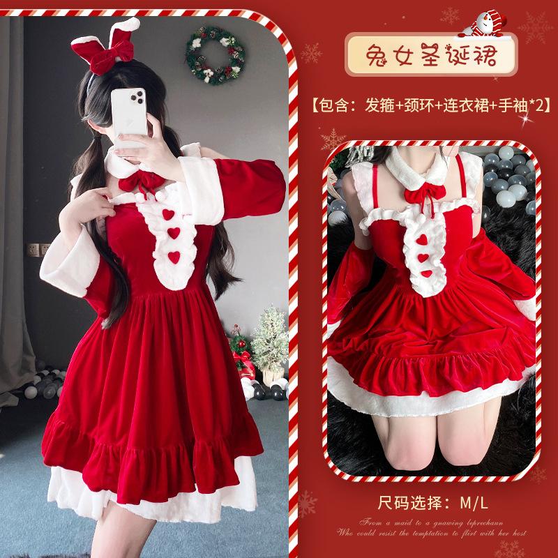 

Рождественское платье новогодний красный сладкий костюм лолиты милый чистый ветер прямая трансляция ведущий шоу костюм M красный