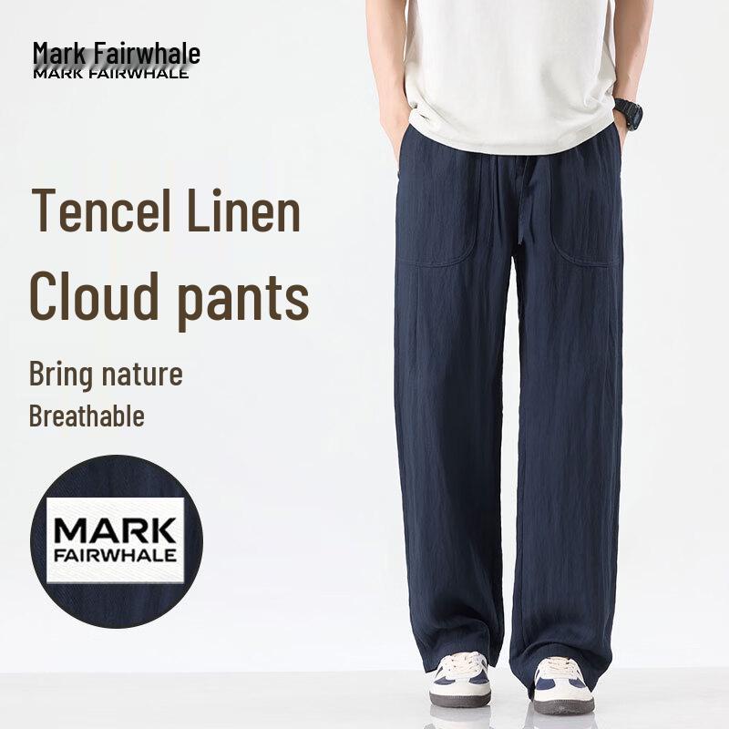 MARK FAIRWHALE Men s Summer Tencel-Linen Blend Casual Pants L