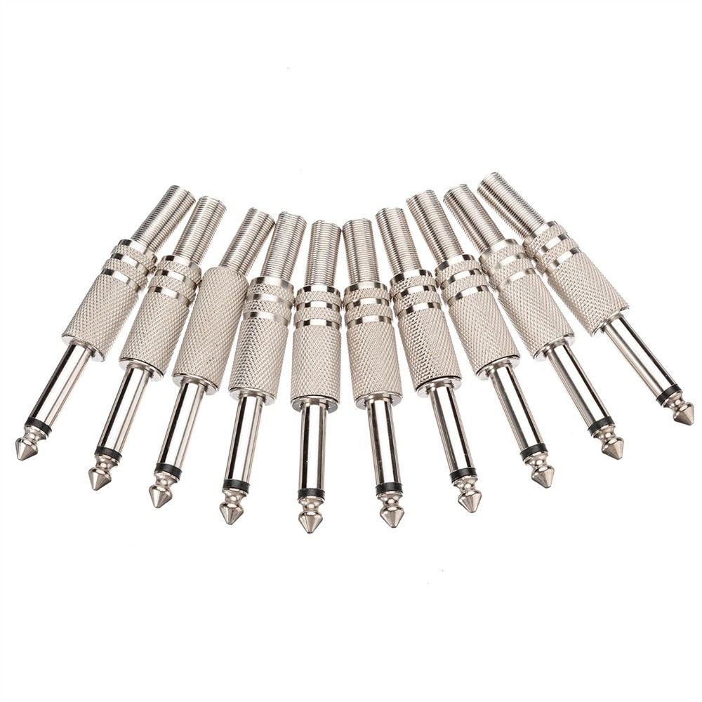 Headphone Plug 1/4" Mono Jack Adapter Soldering Audio Connector 6.35mm Male Jack 6.35mm Audio Plug