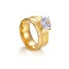 Gold Plated Stainless Steel Ring For Women Fashion Classic Zircon Finger Ring Female Engagement
