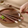 5 Pair Vintage Jade Head Wooden Chopsticks Set Comfortable To Hold Wax Free Sushi Sticks Household Meal Chopsticks Noodles