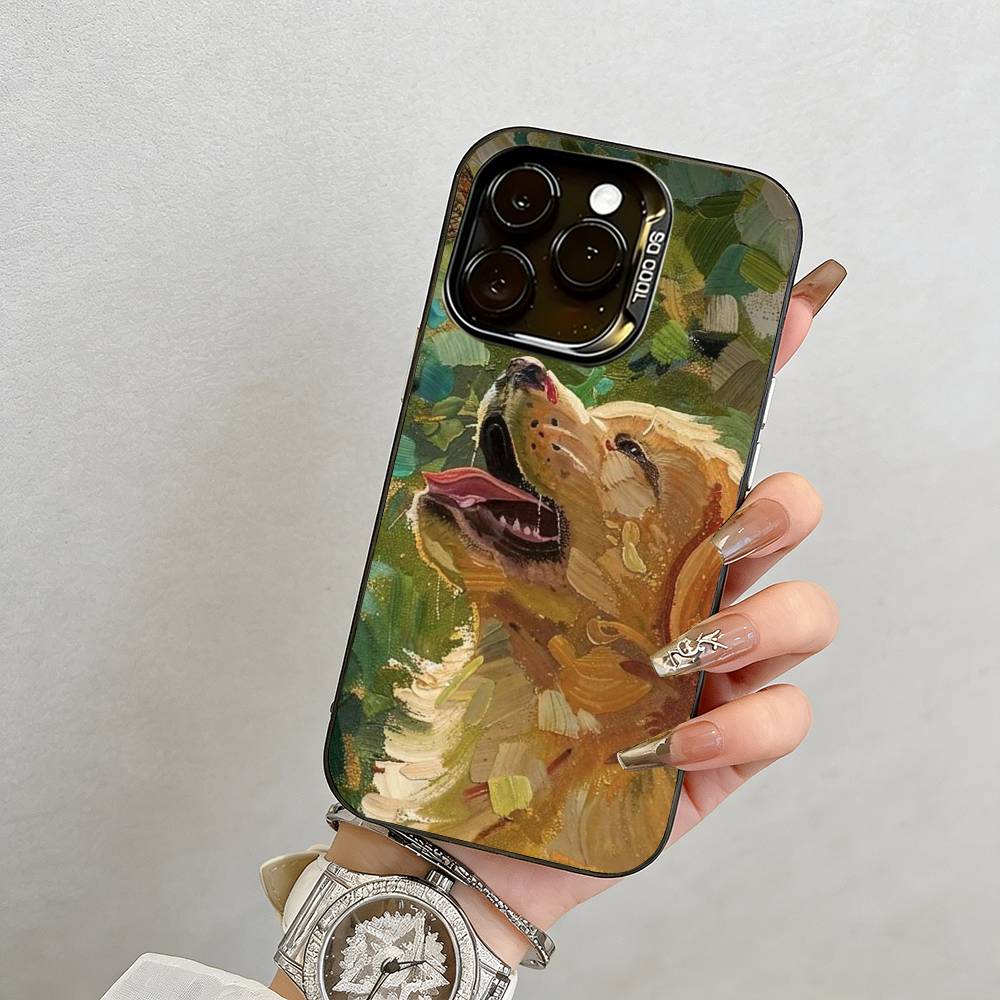 

Oil painting of a dog Phone Case For iPhone 17,16,15,14,13,12,11 Plus,Pro Max,XS,Colored Silver Plated Inside Cover iPhone13Pro