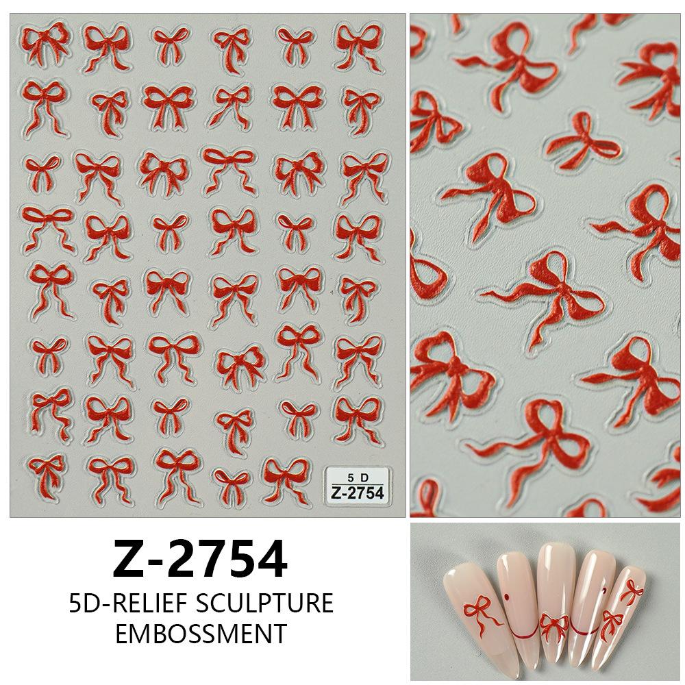 Redanco 5D Embossed Ribbon Bow Nail Stickers (Model Z-2756)