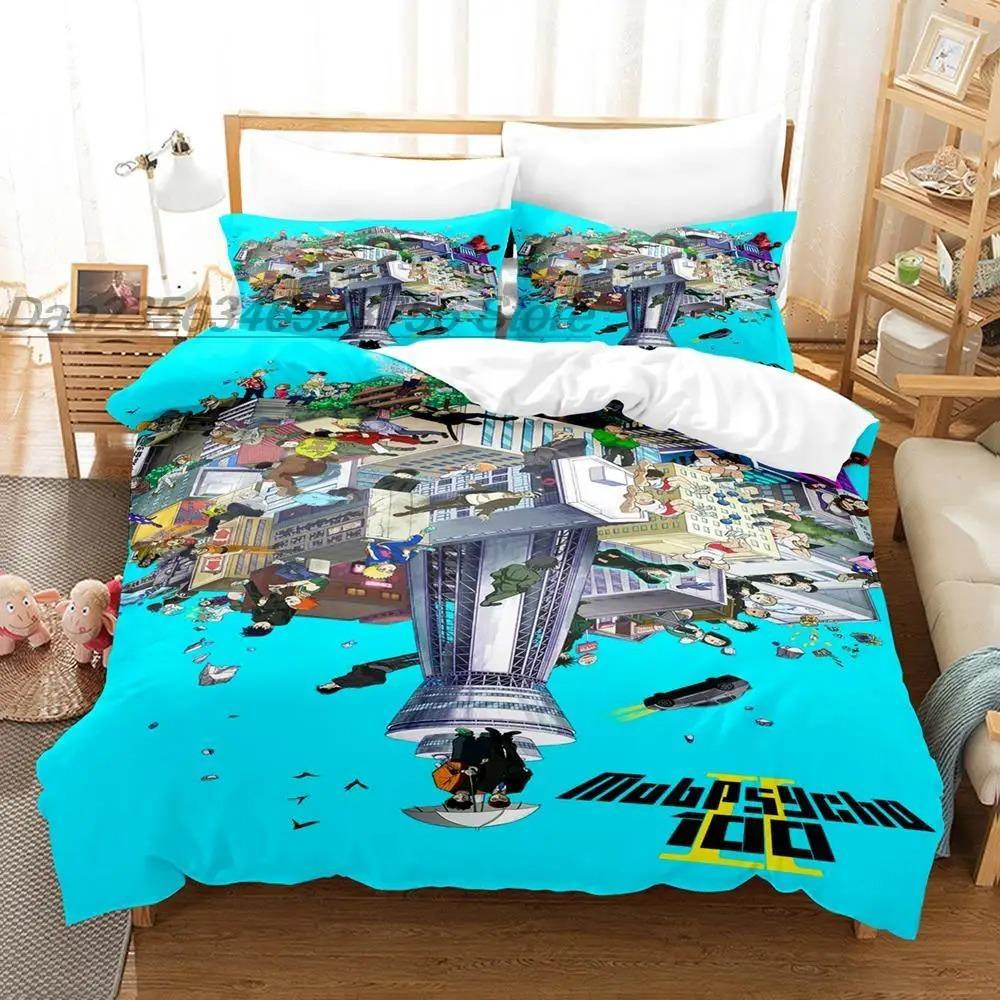 Mob Psycho 100 Sängklädesset Enkelt Twin Full Queen King Size Sängset Aldult Barn Sovrum Påslakanset 3D Anime lakan set