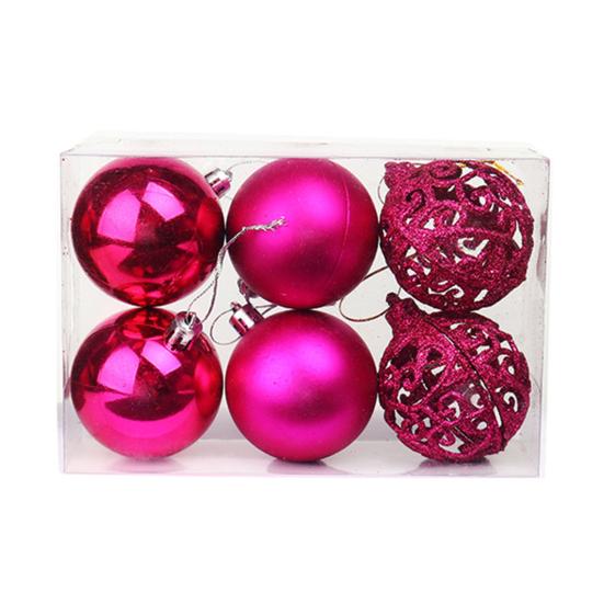 6ks 6cm/8cm lehký vánoční přívěsek dekorativní prémiové ozdobné koule na zavěšení stromu