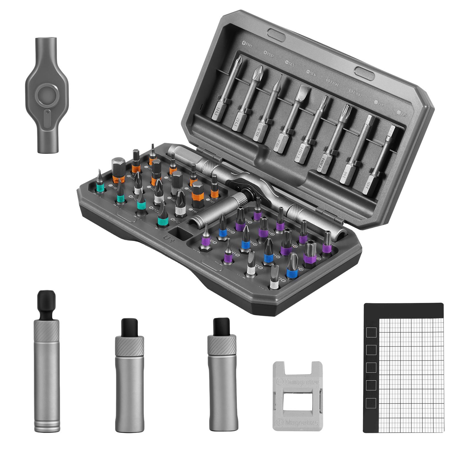42 in 1 Ratchet Screwdriver Set with 40 Magnetic Drill Bits Rotatable Ratchet Handle Multifunctional Screwdriver Repair Tool