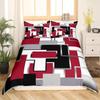 Rotes Schwarzes Geometrisches Bettwäsche-Set Geeignet für Männer- und Frauenschlafzimmer Abstrakte Geometrische Kunst Bettbezug