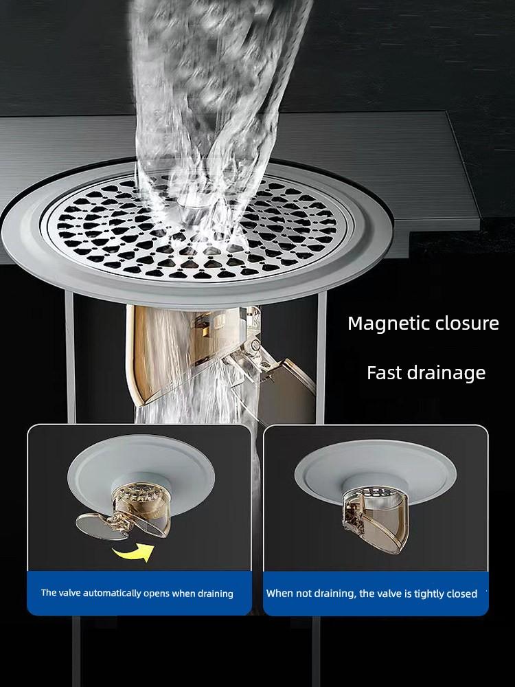 Bathroom Floor Drain Hair Strainer Closed Cover Stainless Steel Round Deodorizing Filter Floor Drain Core Inner Core Neutral Small Diameter