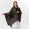 Ladies Autumn and Winter Scarf Shawl Warm Plus Plaid Five-pointed Star Jacquard Cardigan Cape Hwls